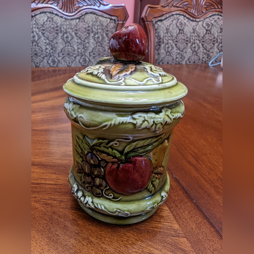 Vintage Lefton Sugar Bowl Apple & Pear Theme 3745